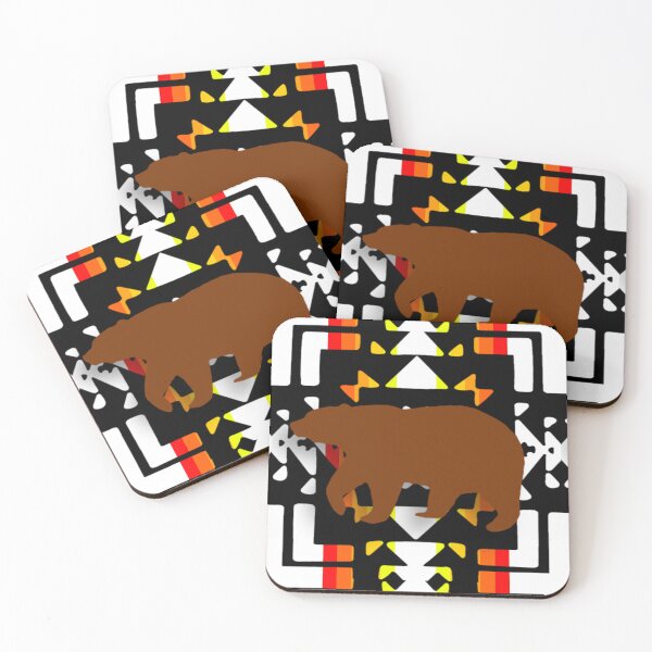Item preview, White / Black Native Bear Blanket Print designed and sold by JMWCD.