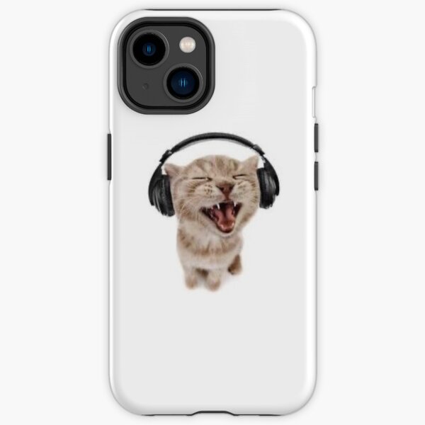 Kitten with headphones iPhone Tough Case