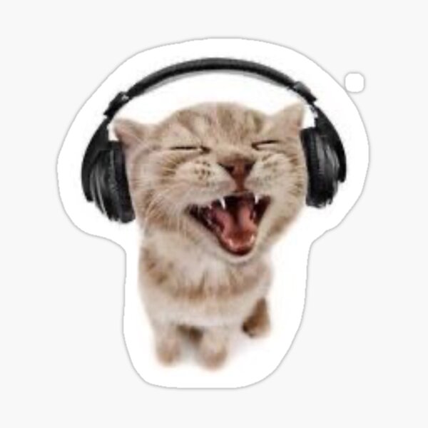 Cat With Headphones Stickers for Sale Redbubble