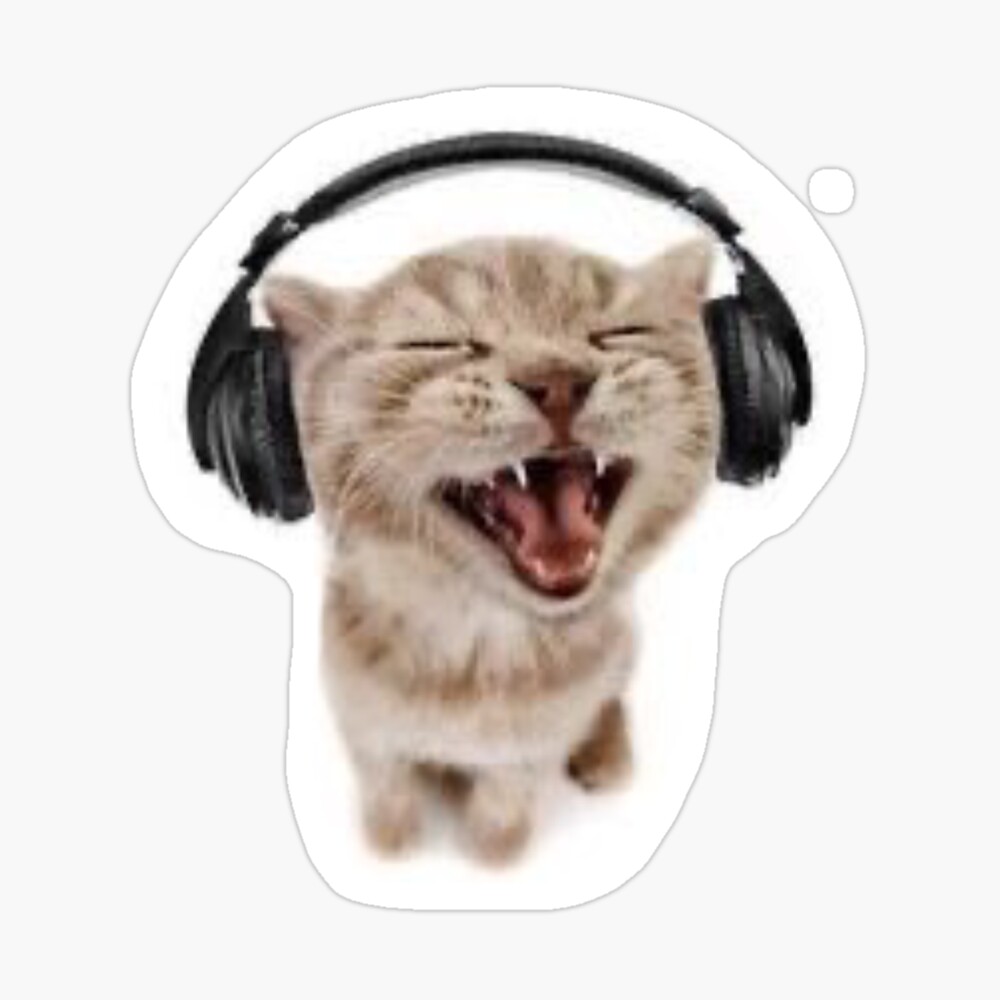 Pop art DJ Cat Chilling with Headphones Sticker for Sale by Zenzy