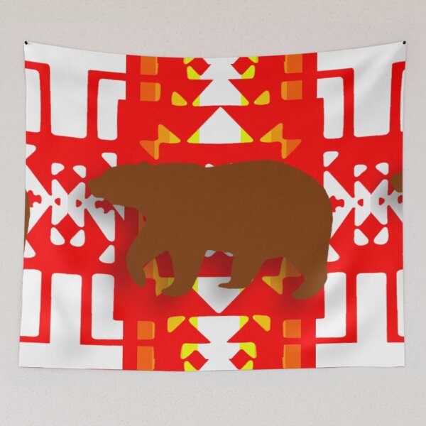 Item preview, Red / White Native Bear Blanket Print designed and sold by JMWCD.