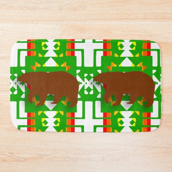 Item preview, Green l / White Native Bear Blanket Print designed and sold by JMWCD.