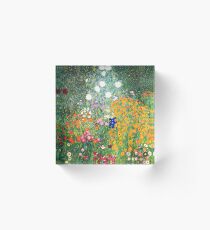 Flower Garden by Gustav Klimt Acrylic Block