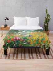 Flower Garden by Gustav Klimt Throw Blanket