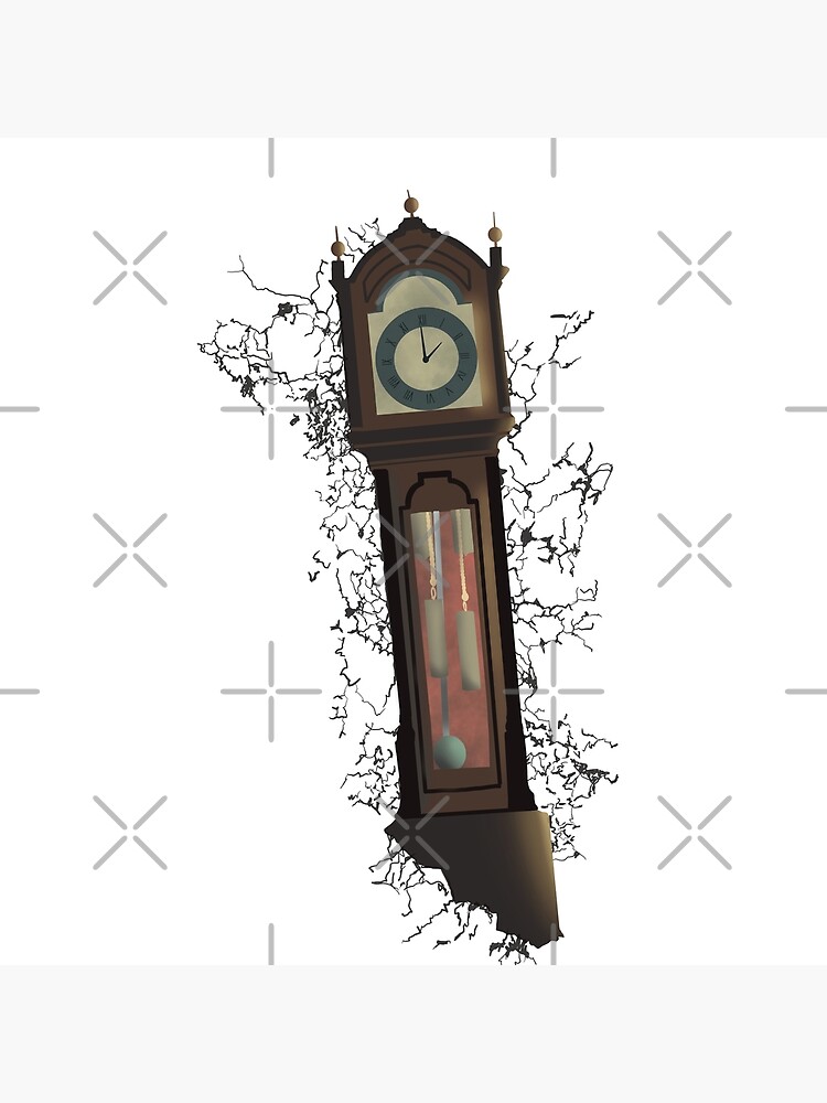 "Scary Strange Grandfather Clock Stuck In A Wall" Poster for Sale by