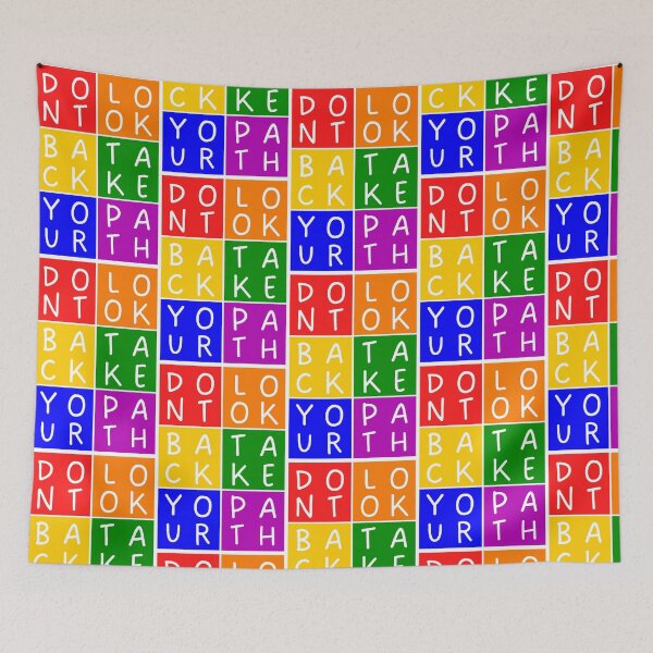 Item preview, Don't look back, take your path - 2x3 Squares - Basic colors rainbow quote designed and sold by RainbowWordLand.
