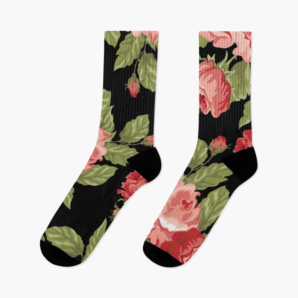 Item preview, Vintage Rose Flower And Leaves Pattern On Black designed and sold by GraphicsClub.