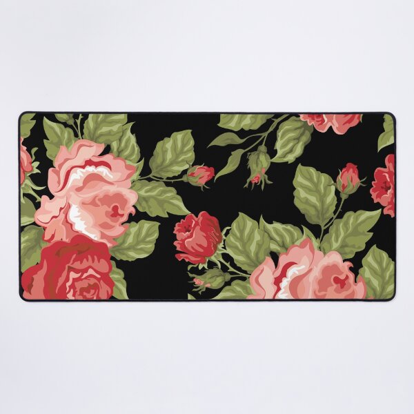 Item preview, Vintage Rose Flower And Leaves Pattern On Black designed and sold by GraphicsClub.