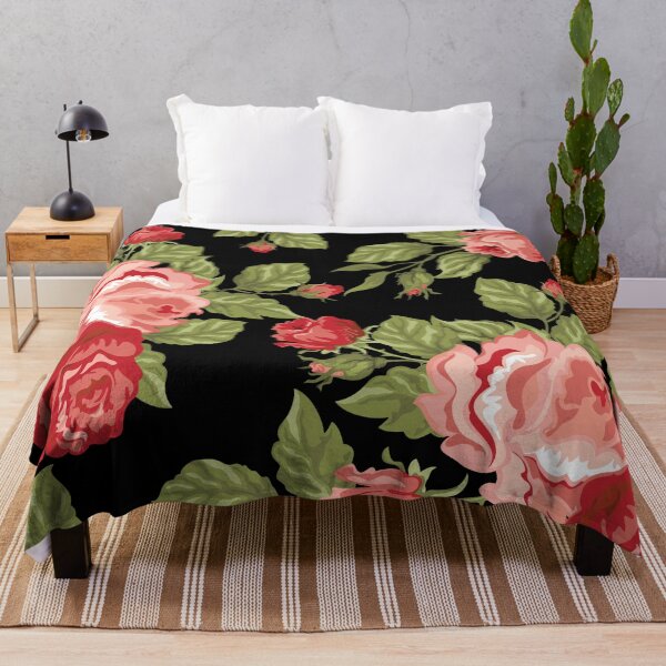Item preview, Vintage Rose Flower And Leaves Pattern On Black designed and sold by GraphicsClub.