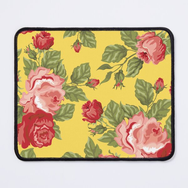 Item preview, Vintage Rose Flower And Leaves Pattern On Yellow designed and sold by GraphicsClub.
