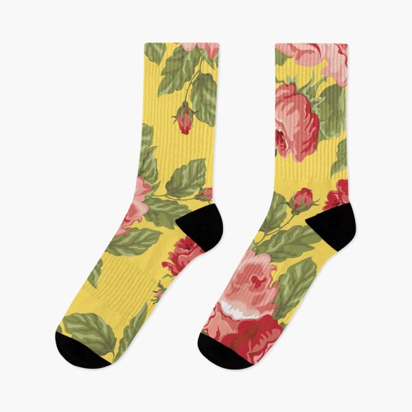 Item preview, Vintage Rose Flower And Leaves Pattern On Yellow designed and sold by GraphicsClub.