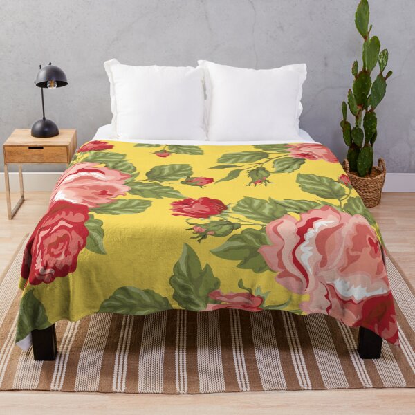 Item preview, Vintage Rose Flower And Leaves Pattern On Yellow designed and sold by GraphicsClub.