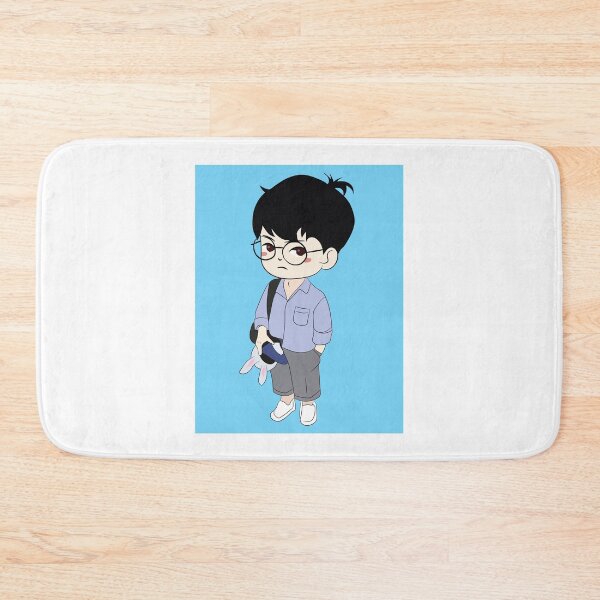 Item preview, Adorable Boy With Glasses And Satchel On A Blue Background designed and sold by CreativeCranium.