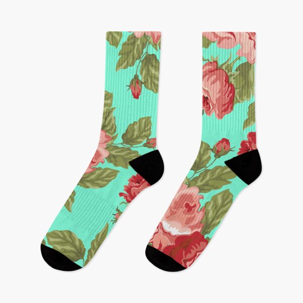 Item preview,  Vintage Rose Flower And Leaves Pattern On Cyan designed and sold by GraphicsClub.