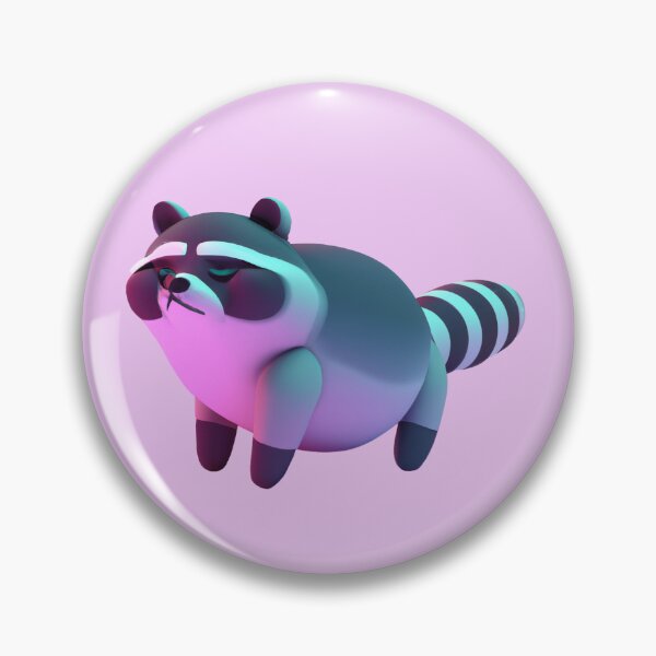 Item preview, a chubby raccoon, in the vaporwave style of the 90s, 3d rendered, pastel color palette designed and sold by wavelengthss.