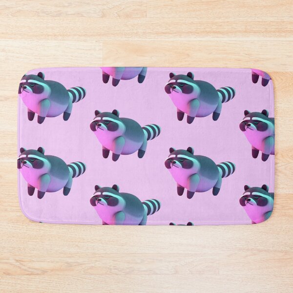 Item preview, a chubby raccoon, in the vaporwave style of the 90s, 3d rendered, pastel color palette designed and sold by wavelengthss.