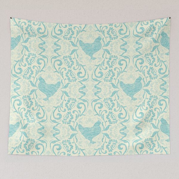 Item preview, Blue and Ivory Hen Damask designed and sold by Carolina Diaz.
