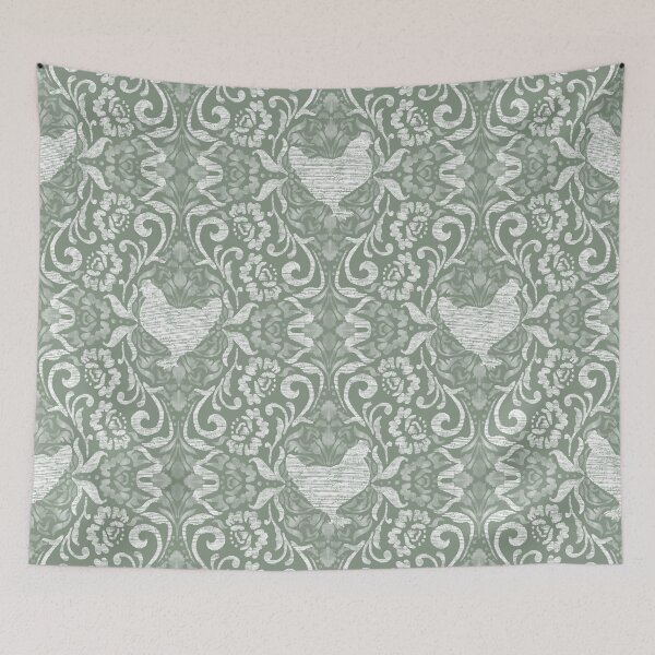 Item preview, Sage Green Hen Damask designed and sold by Carolina Diaz.