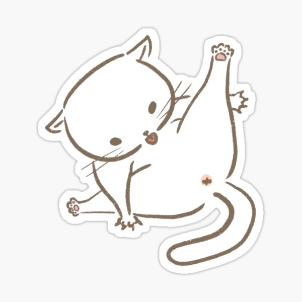 "Cartoon Cat Licking Itself Funny Cat" Sticker for Sale by Amirkdr