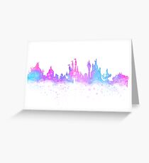Orlando Florida Theme Park Magic Watercolor Skyline Silhouette Greeting Card