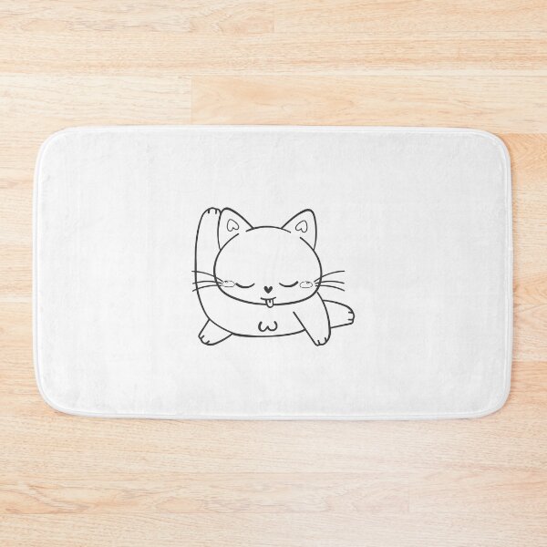 Item preview, Cartoon White Cat Licking Itself Funny Cat designed and sold by Amir  Kaddour.