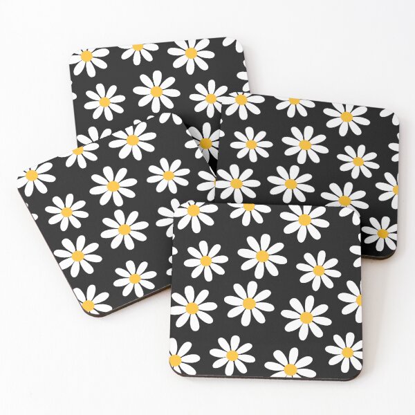 Item preview, Yellow Dot Daisies in Black n White Seamless Pattern Print designed and sold by ClaudiaFlores.