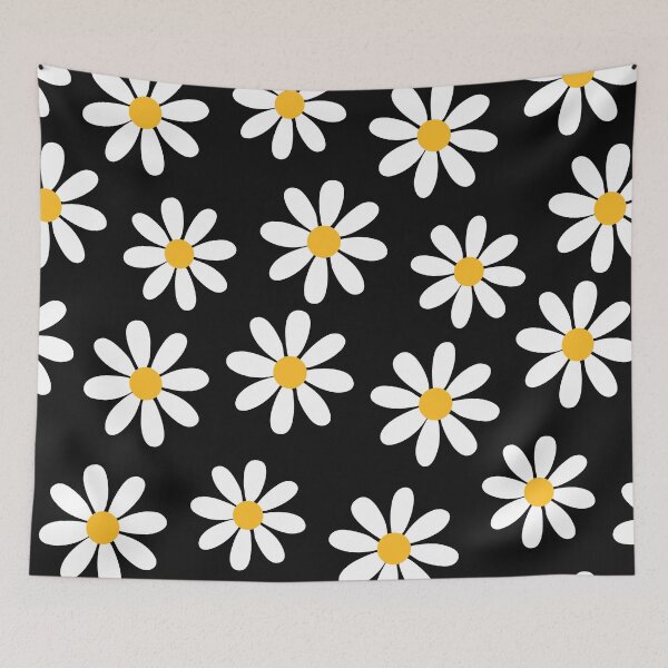 Item preview, Yellow Dot Daisies in Black n White Seamless Pattern Print designed and sold by ClaudiaFlores.