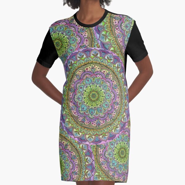 Floral Mandala Graphic T-Shirt Dress