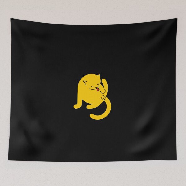 Item preview, Cartoon Yellow Cat Licking Itself Funny Cat designed and sold by Amir  Kaddour.