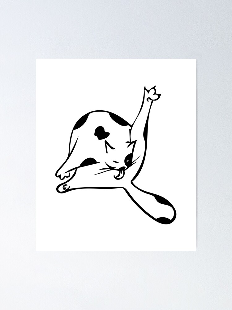 Black And White Cat Licking His Butt Funny Cat Poster For Sale By 