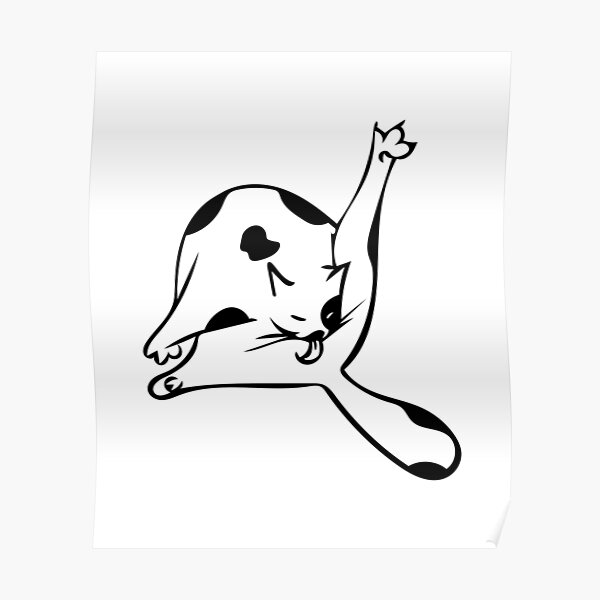 Black And White Cat Licking His Butt Funny Cat Poster For Sale By 