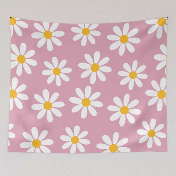 Item preview, White Daisies on Vintage Pink Seamless Pattern Print designed and sold by ClaudiaFlores.