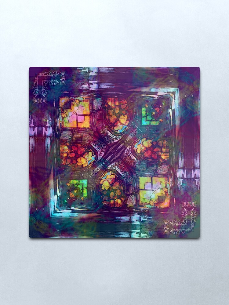Rainbow Stained Glass Colorful Artwork Metal Print by Pamela Arsena