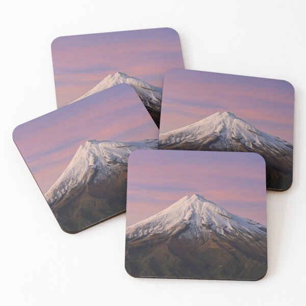 Item preview, Mountain sunset of the snowy Taranaki mountain in New Zealand designed and sold by MadLeader.