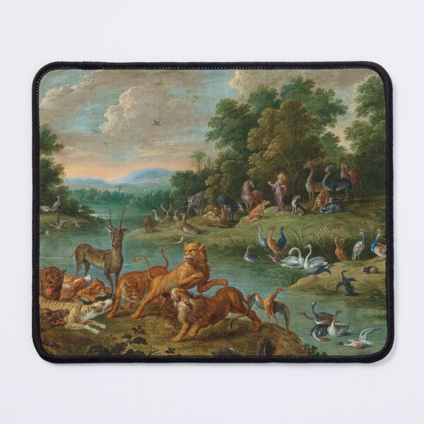 Item preview, Paradise Landscape with the Creation of the Animals | Jan van Kessel I | 1668 Renaissance Biblical Art designed and sold by CJET.