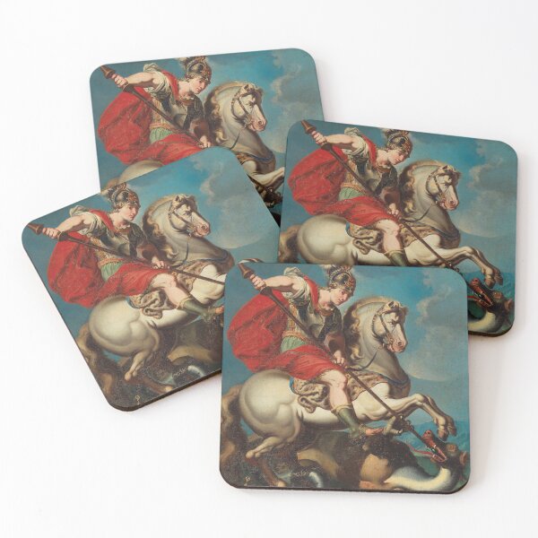 Item preview, Saint George Slaying the Dragon | South German School | 18th Century Renaissance Christian Art designed and sold by CJET.