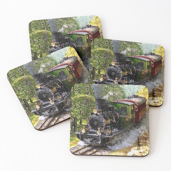 Item preview, Steam Engine Train in Mountain Landscape Painting  designed and sold by TheTrainRoom.