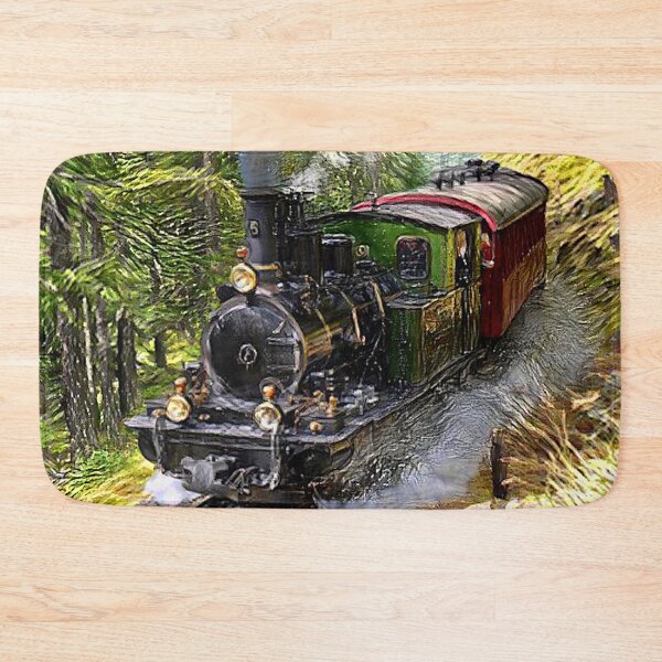Item preview, Steam Engine Train in Mountain Landscape Painting  designed and sold by TheTrainRoom.