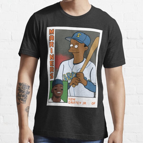 The Bat - Ken Griffey Jr. Simpsons Parody Baseball Card Tee Homer at Light Blue T-Shirt