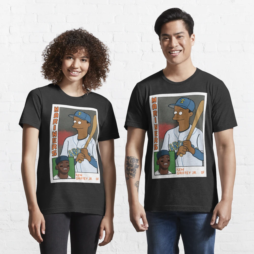 cousscards Homer at The Bat - Ken Griffey Jr. Simpsons Parody Baseball Card Tee T-Shirt