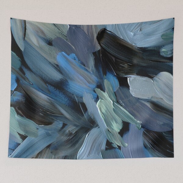Item preview, Blue, Aqua, And Black Brush Strokes Abstract Painting designed and sold by DEC02.