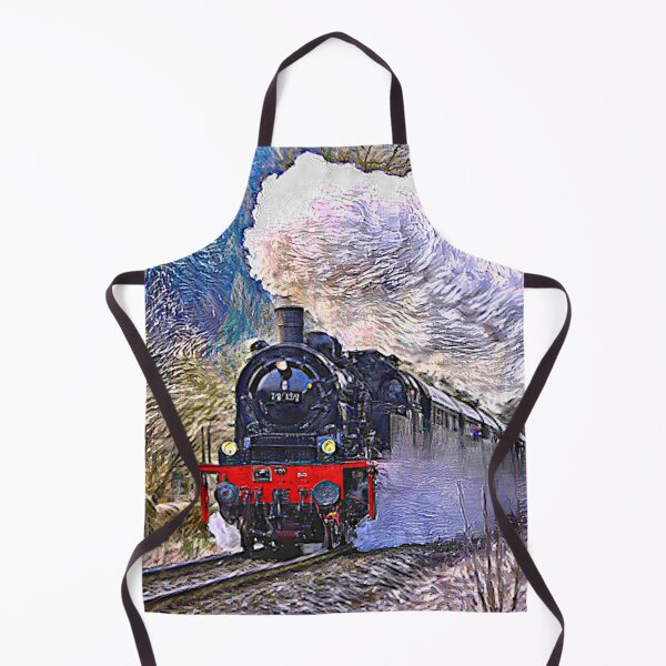 Item preview, Steam Engine Train in Snow Landscape Painting designed and sold by TheTrainRoom.