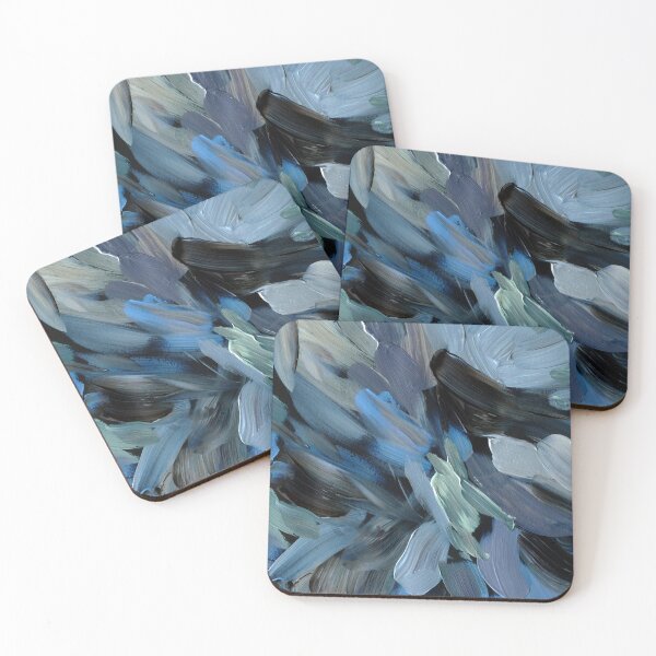 Item preview, Blue, Aqua, And Black Brush Strokes Abstract Painting designed and sold by DEC02.