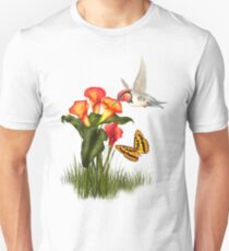 Hummingbird and Calla lilies Unisex T-Shirt
