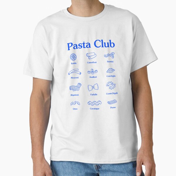 Aperçu de l'œuvre Pasta Club - T-shirt Variétés de pâtes créée et vendue par BanterKind.