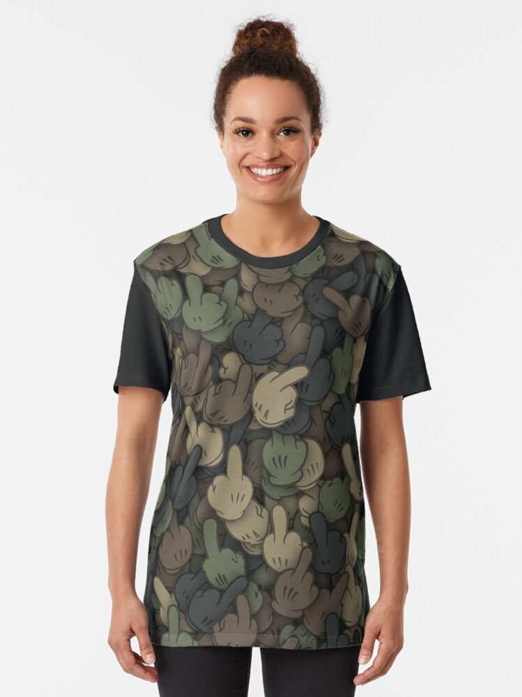 Camouflage with middle fingers of Mickey Mouse