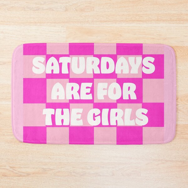 Item preview, saturdays are for the girls checkered pink Danish Pastel, Preppy Art, preppy Blue, Preppy Dorm, Preppy Dorm Room, designed and sold by mariahmoniquedesign.