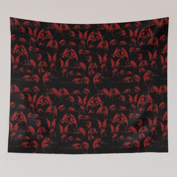 Item preview, Vintage red demon pattern designed and sold by BlkBearyDesigns.