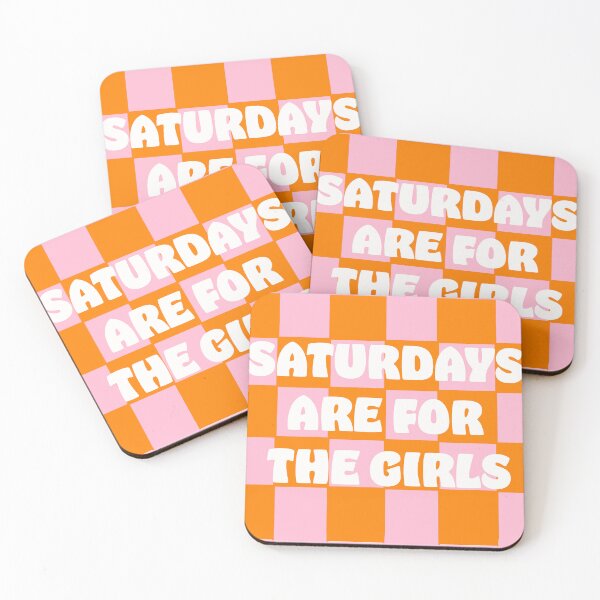 Item preview, saturdays are for the girls checkered orange Danish Pastel, Preppy Art, preppy Blue, Preppy Dorm, Preppy Dorm Room, designed and sold by mariahmoniquedesign.