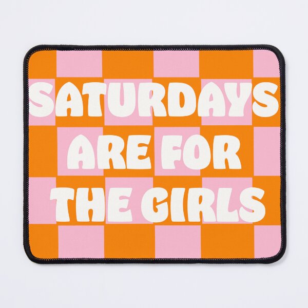 Item preview, saturdays are for the girls checkered orange Danish Pastel, Preppy Art, preppy Blue, Preppy Dorm, Preppy Dorm Room, designed and sold by mariahmoniquedesign.